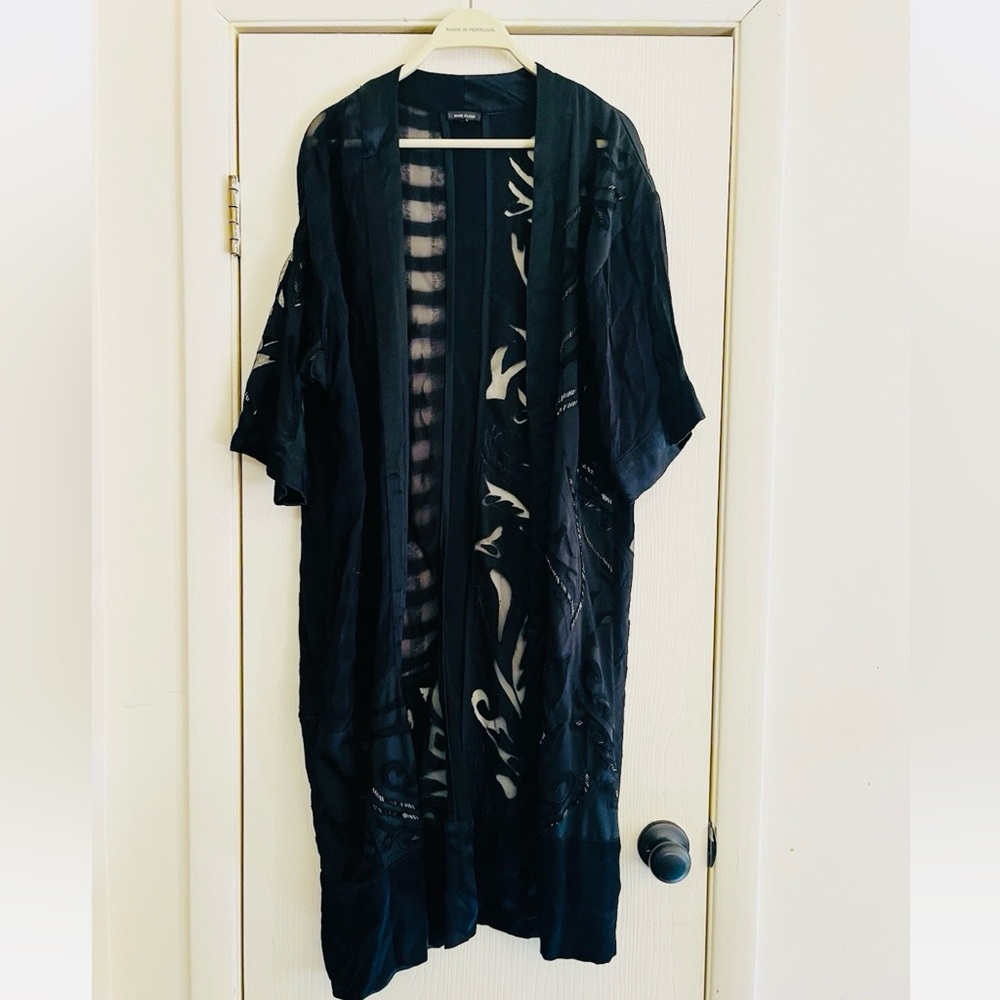 SOLD💔Island Silk Burnout Velvet Whimsygoth Fairy Embroidered 20s Duster Kimono